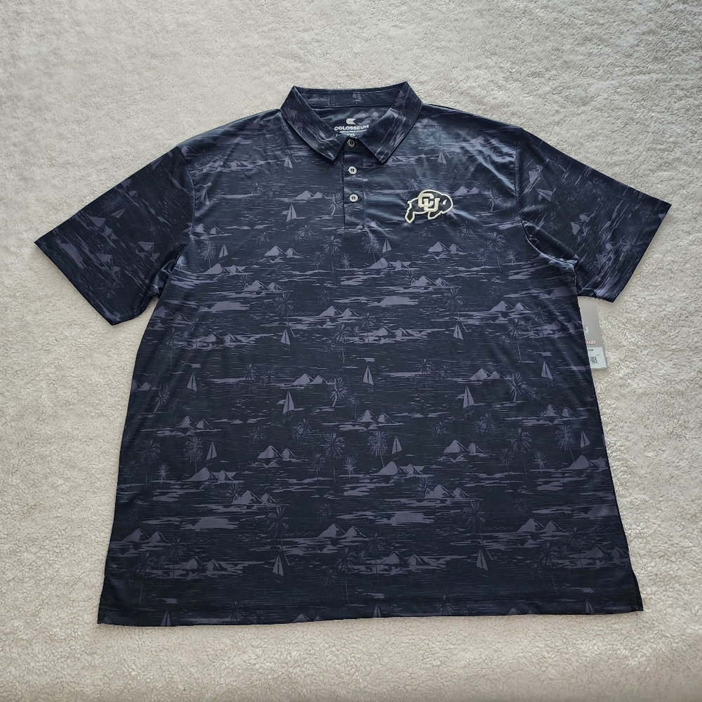 Colorado Buffaloes Colosseum Daly Print Polo, Men's Size XXL, NWT - Black